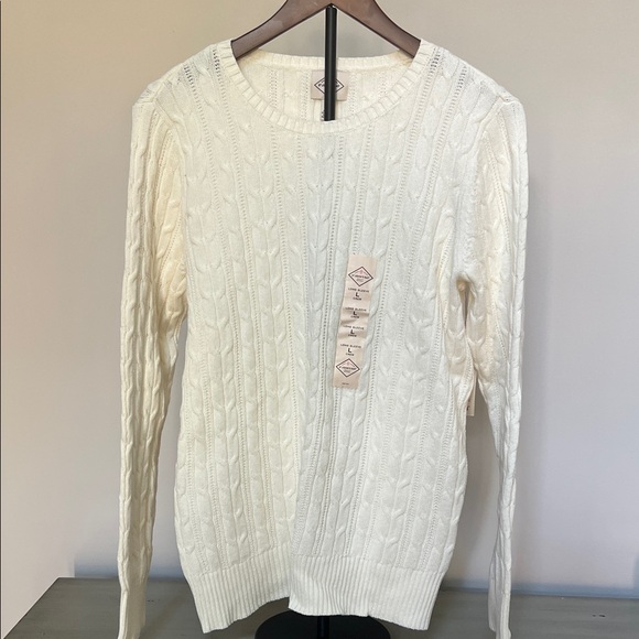 St. John's Bay Cream Cable Knit Sweater - Picture 1 of 4